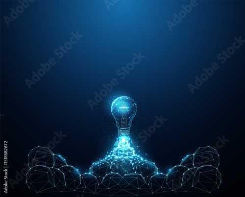 Rocketing light bulb with smoke clouds beneath. Innovation launch, creative breakthrough, startup idea concept.