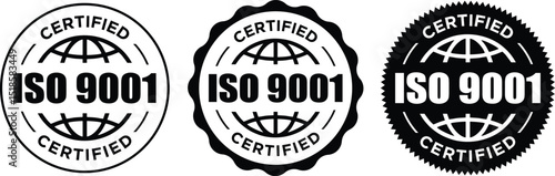ISO 9001 Certified Seal Set | Quality Assurance Certification for Business Compliance and Standards