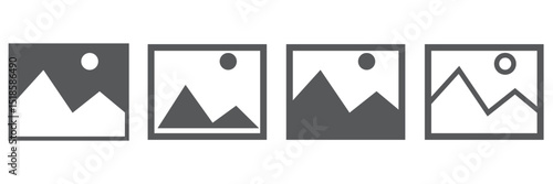 mobile phone photo gallary app logo outline silhouette vector design illustration