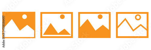 mobile phone photo gallary app logo outline silhouette vector design illustration