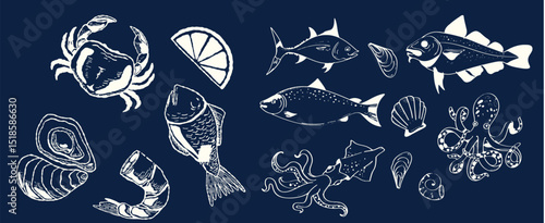 Incredible Hand Drawn Seafood Vectors
