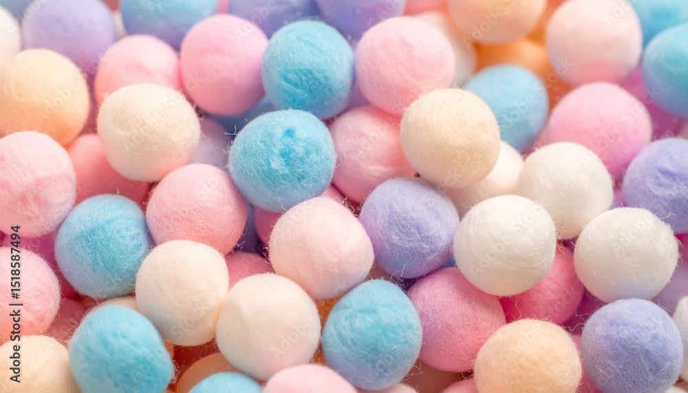 A vibrant pile of fluffy colorful pom poms for crafts and decorations A vibrant pile of fluffy colorful pom poms for crafts and decorations