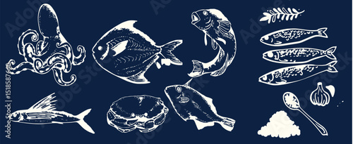 Incredible Hand Drawn Seafood Vectors