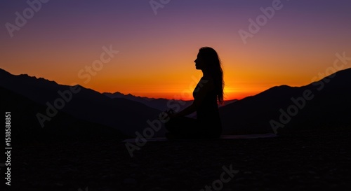 Silhouette Yoga at Sunset: Serene Meditation in Nature