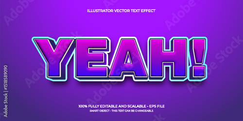 YEAH Bold Text Effect Editable Retro Illustrator Vector Design for Creative Typography