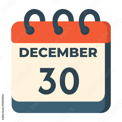 30 December vector on white background
Vector calendar with date