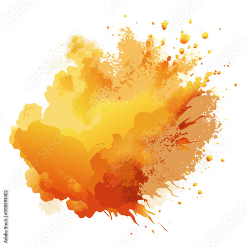 Abstract Orange and Yellow Watercolor Splashes Background