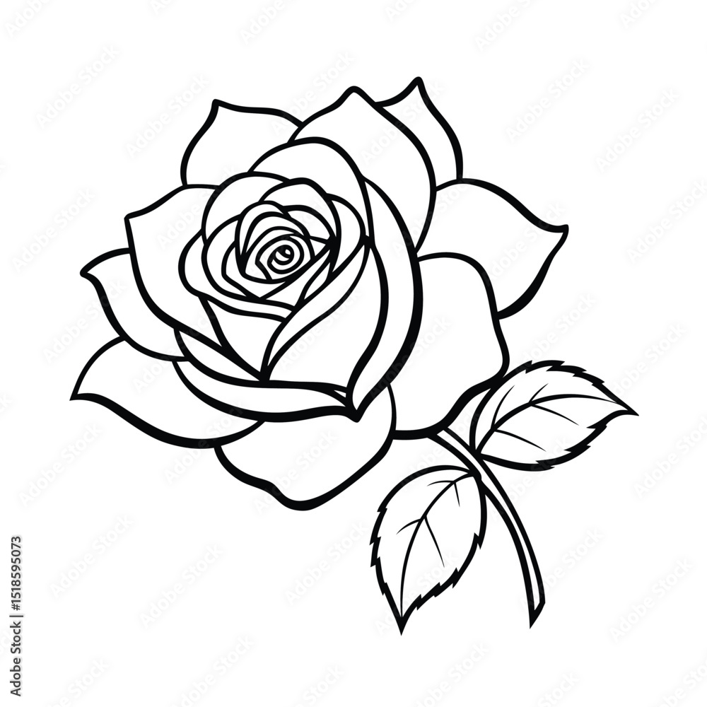 Beautiful pink rose flower vector illustration, a seamless floral pattern design with delicate petals and leaves on a white background Beautiful pink rose flower vector illustration, a seamless floral pattern design with delicate petals and leaves on a white background