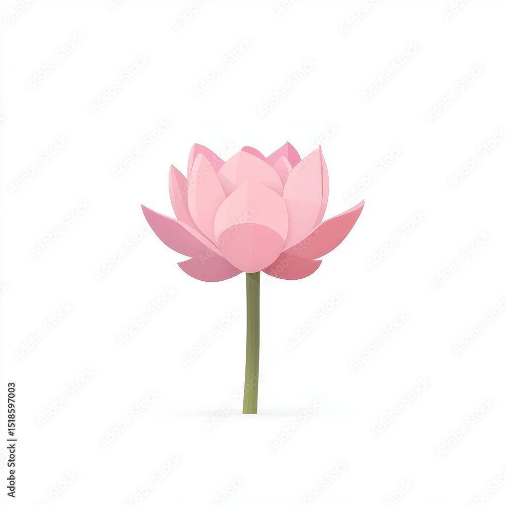 Elegant Pink Lotus Flower on a Minimalist White Background Elegant Pink Lotus Flower on a Minimalist White Background