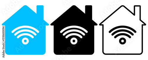 house icon with Wi-Fi signal, visual for home internet, smart home, home automation, connectivity or modern life suitable for web design, mobile apps, printed materials and presentations