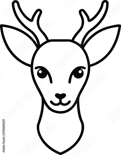 roe deer head icon line art vector illustration on transparent background