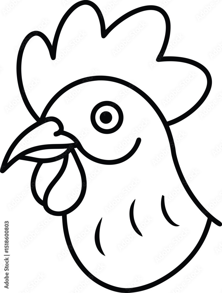 Fototapeta premium rooster head icon line art vector illustration on transparent background