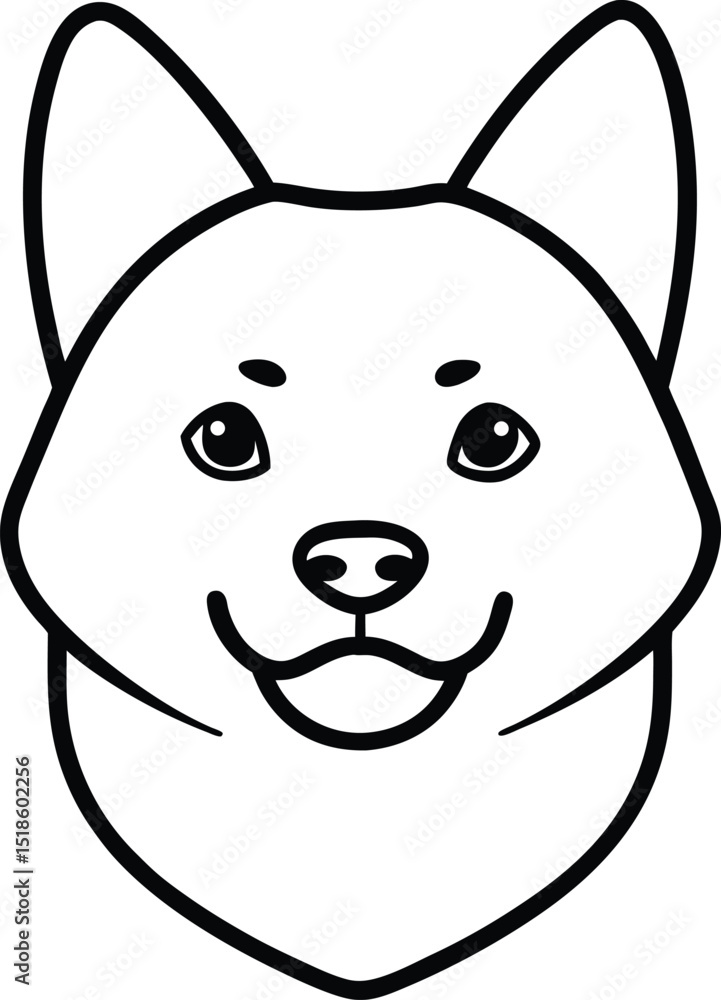 Shiba inu head icon line art vector illustration on transparent background Shiba inu head icon line art vector illustration on transparent background
