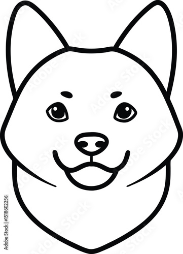 Shiba inu head icon line art vector illustration on transparent background