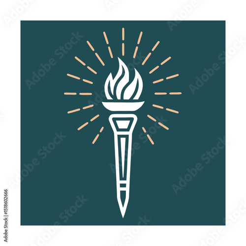 Illuminated torch symbol of knowledge and enlightenment