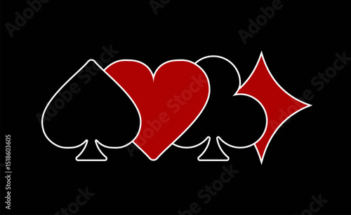 Playing Card Suits. Poker and Casino.