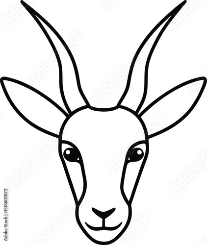 springbok head icon line art vector illustration on transparent background