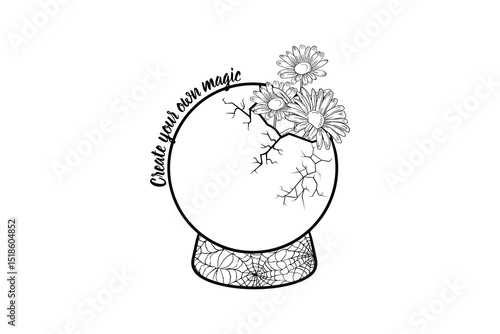 Collected with Magic – Floral Crystal Ball Illustration  