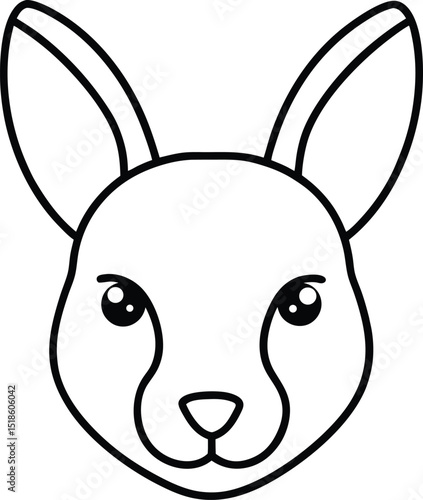 wallaby head icon line art vector illustration on transparent background