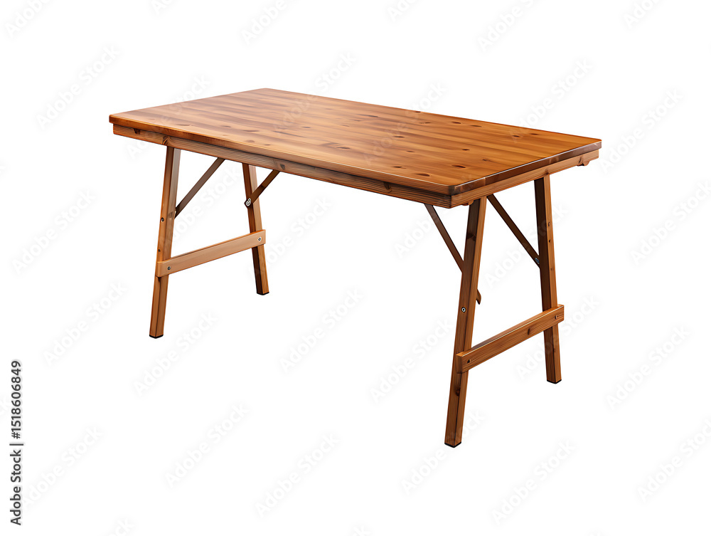 Wooden folding table isolated on transparent background Wooden folding table isolated on transparent background