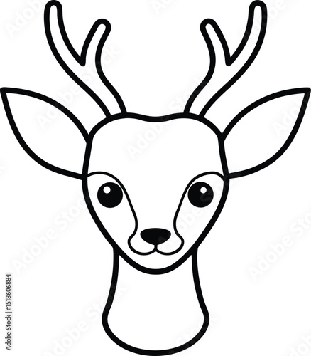white tailed deer head icon line art vector illustration on transparent background