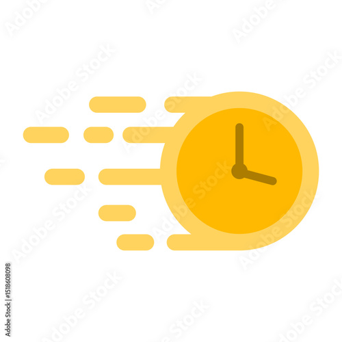 fast clock or moving time icon, concept of speed, time efficiency, urgent deadline, lightning delivery, time management, or rapid progress, suitable for web design, mobile app ui or ux