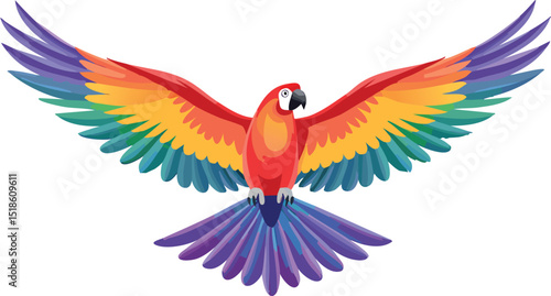 Flying Parrot with Rainbow Wings – Colorful Tropical Bird in Motion