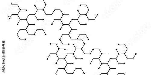 Geometric overlapping hexagon lines and dots abstract background. Technology, science and network concept banner design.