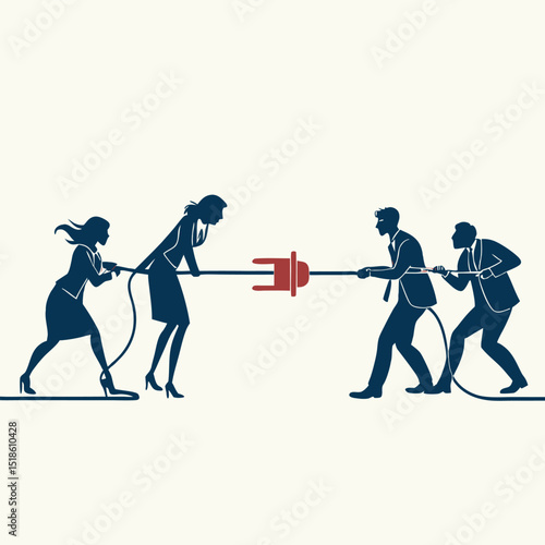 Businesswoman pulled in two directions by colleagues