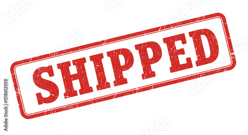 Shipped red rubber stamp icon for logistics and order tracking visuals