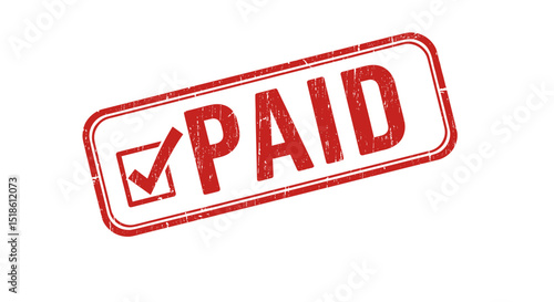  Paid red rubber stamp icon with checkmark for transaction and billing visuals