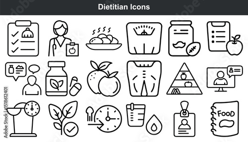 Dietitian icons nutrition health wellness food guide