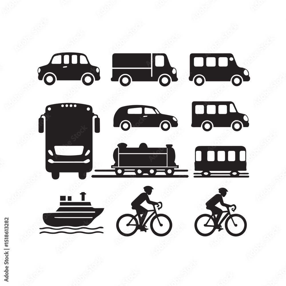 Fototapeta premium Transportation icons set black silhouettes