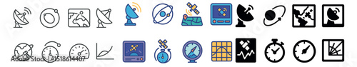 Astronomy and space collection, celestial icons. planetary and cosmic symbol set