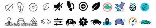 Car dashboard icon collection, automotive symbols set for driving and vehicle interface