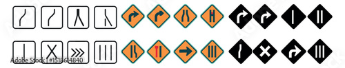 Road sign collection, traffic symbols set. warning and direction icons pack