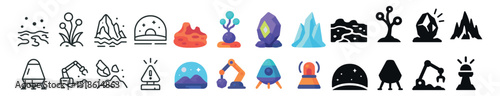 Space exploration icon collection, futuristic symbols. astronomy and galaxy design set