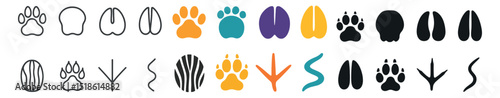 Animal tracks collection, footprint icon set. wildlife and nature symbol pack