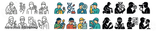 Science and research collection, laboratory icons. experiment and discovery design set