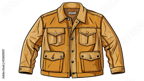 A tan suede field jacket shown in detail on white, featuring flap pockets and a relaxed fit, combining rustic texture with urban edge, popular in both American and European menswear.