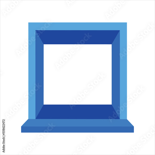  Blue Recessed Display Shelf Vector Illustration