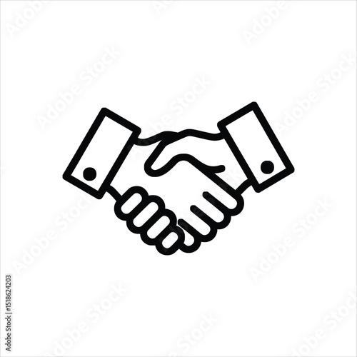 Handshake Icon - Monochrome Business Deal Agreement Vector