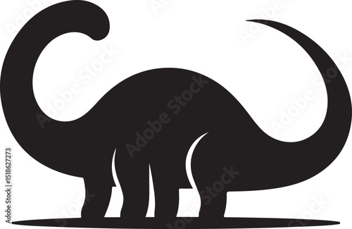 : Brontosaurus Dinosaurs with white background Silhouette illustration