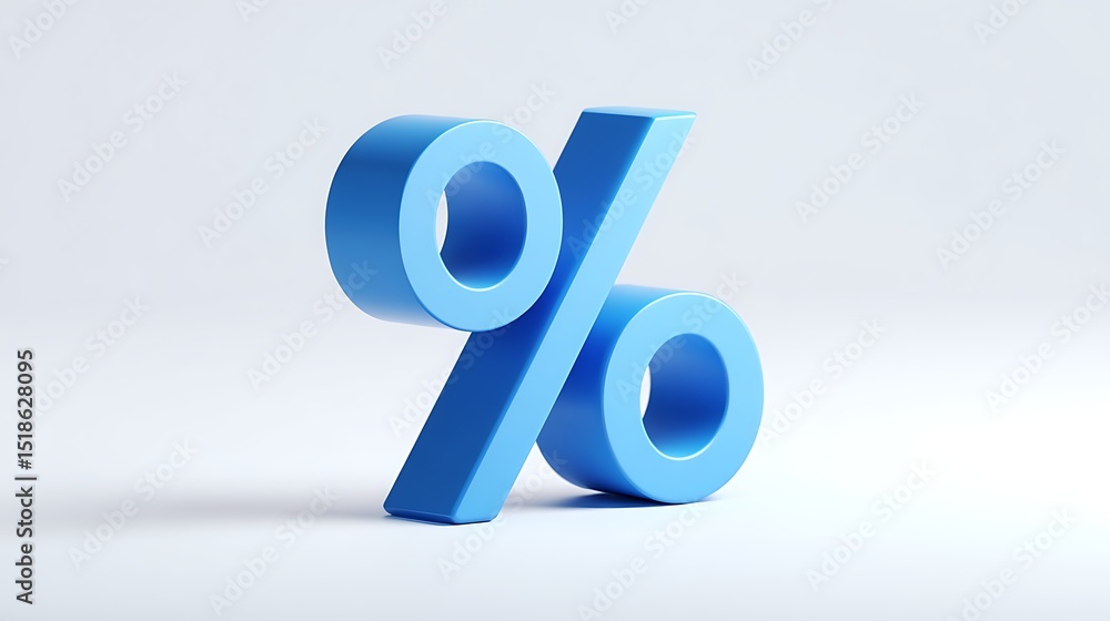 Vibrant photo of blue percent 3d minimalistic icon on white background. Vibrant photo of blue percent 3d minimalistic icon on white background.
