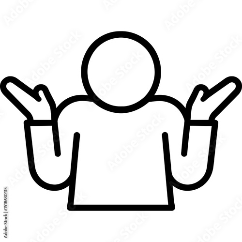 Minimal shrug icon with bold lines