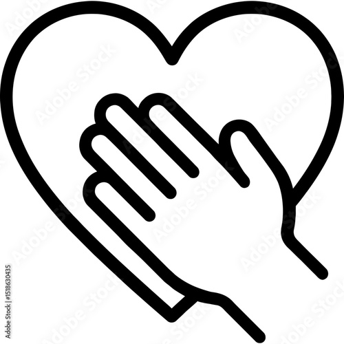 Minimalist vector icon of hand over heart