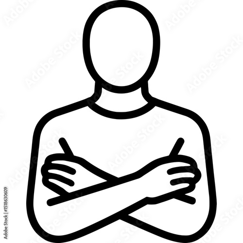 Bold Line Art of Folded Arms Posture