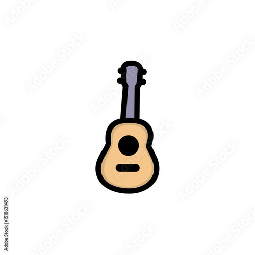 Cartoon guitar icon in flat design with simple colors  
