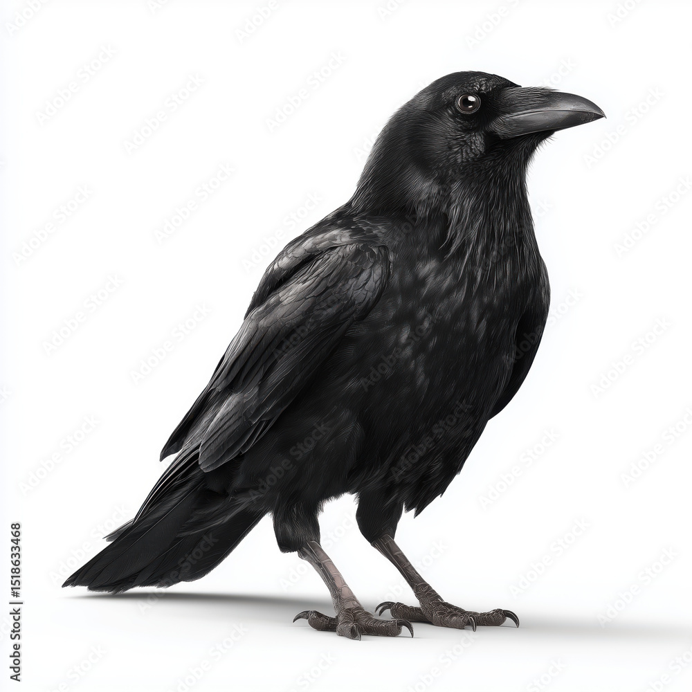 Fototapeta premium Majestic Raven Portrait , white background cut out PNG