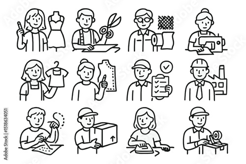 Diverse professionals in various occupations illustration
